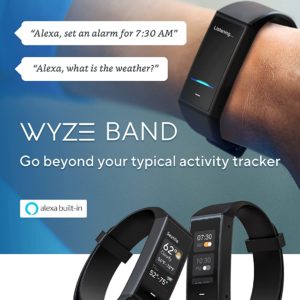 WYZE Band Fitness Tracker with Alexa Built-in, Activity Tracker Watch with Heart Rate Monitor, Smart Fitness Band with Step Counter, Calorie Counter, Pedometer Water Resistant, Black